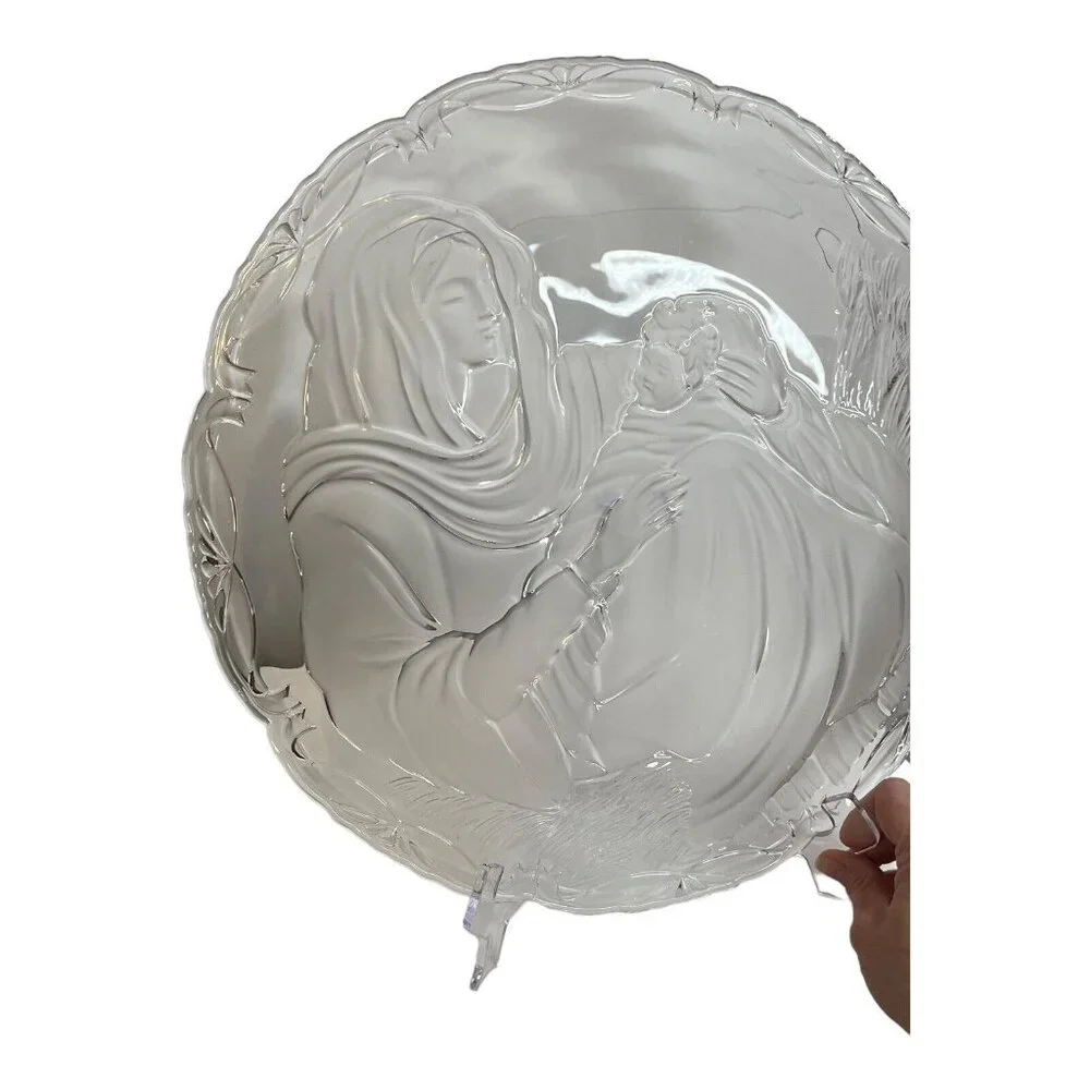 Mikasa Madonna & Child Frosted Display‎ Serving Platter Christmas Religious READ